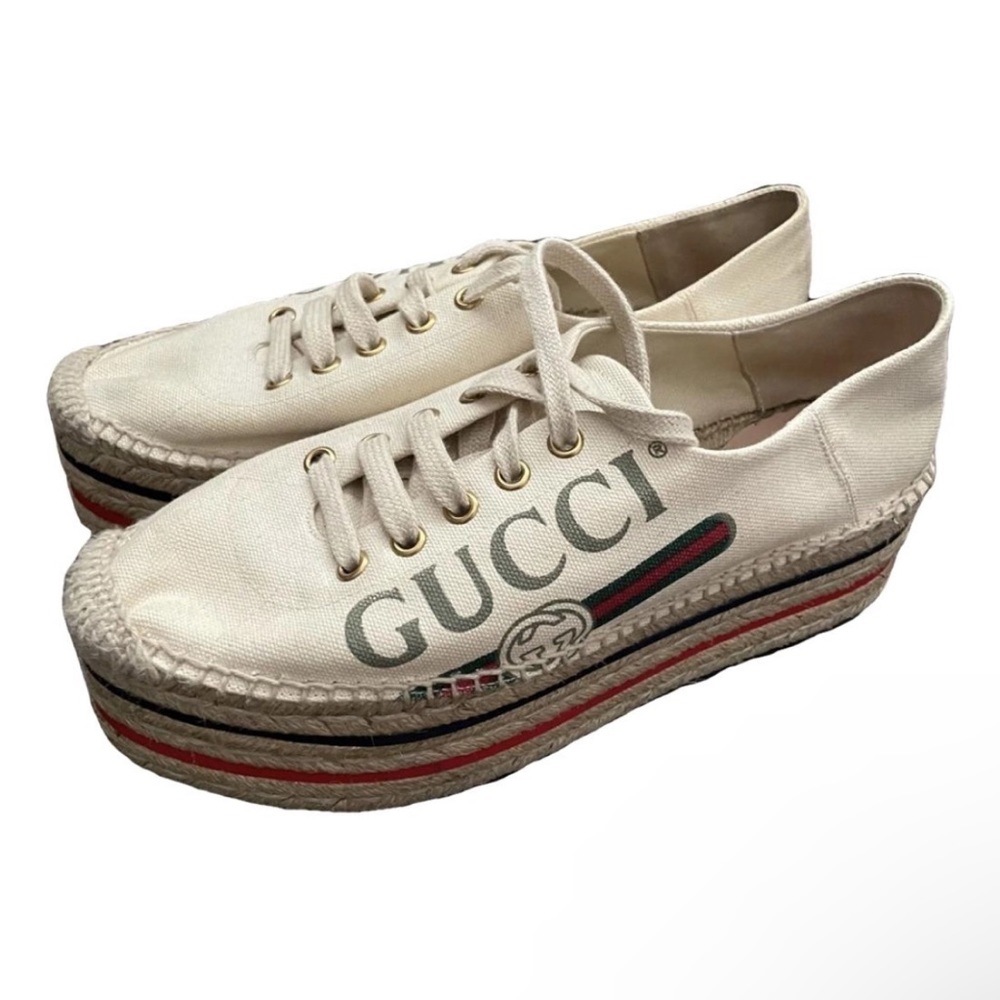Gucci original cloth espadrille platform worn twice